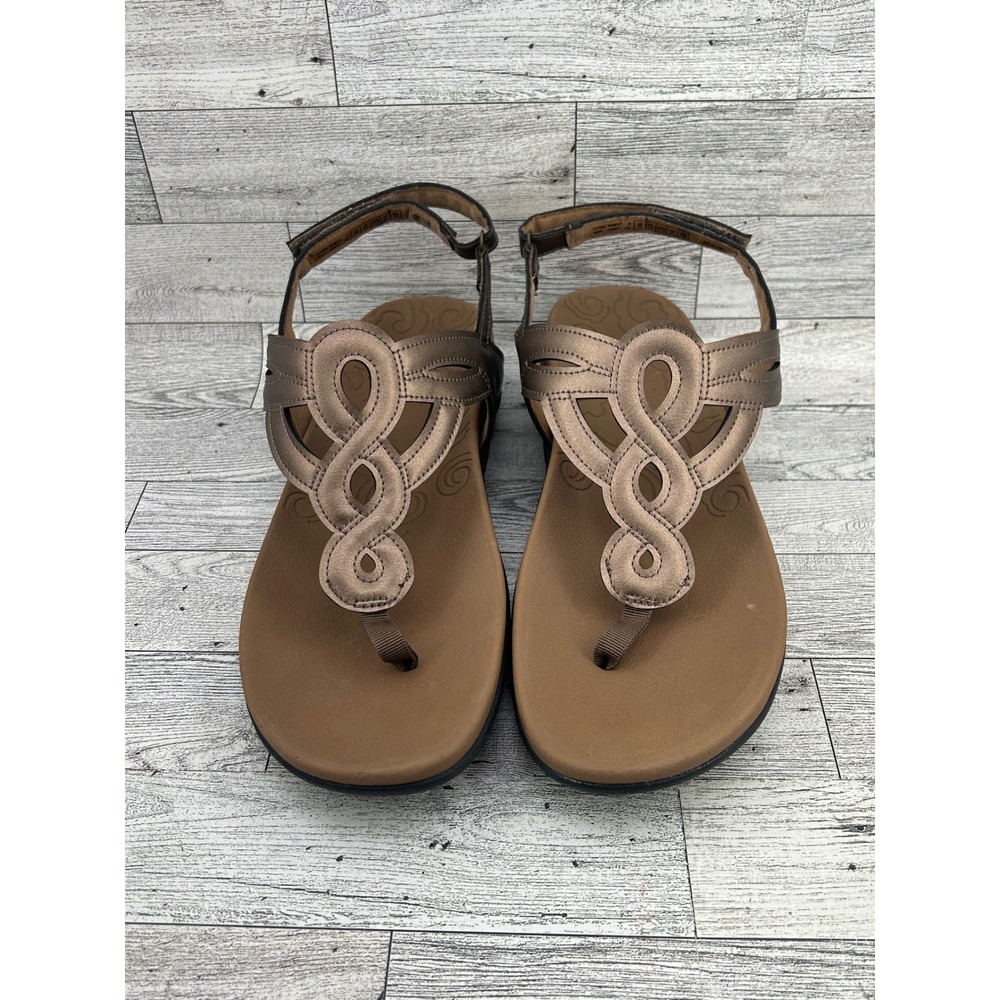 Rockport Women's Sandals‎ Bronze Metallic Thong Strap Comfort Walking Size 10